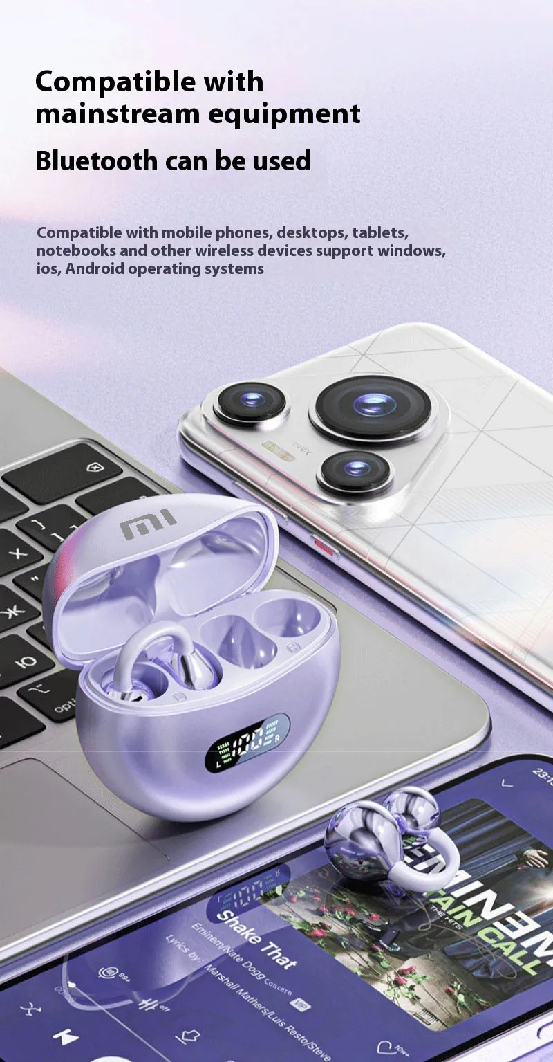 الأصل Xiaomi سماعات توصيل العظام بلوتوث 5.4 سماعات الأذن كليب على الأذن سماعات مريحة الرياضة شاشة ديجيتال سماعات