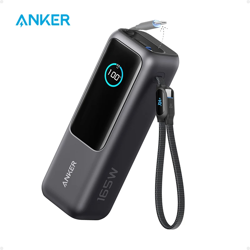 بنك طاقة للكمبيوتر المحمول Anker، شاحن محمول بقدرة 25,000 مللي أمبير في الساعة مع منافذ USB-C ثلاثية 100 وات للشحن متعدد الأجهزة