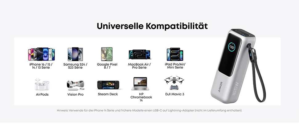 بنك طاقة للكمبيوتر المحمول Anker، شاحن محمول بقدرة 25,000 مللي أمبير في الساعة مع منافذ USB-C ثلاثية 100 وات للشحن متعدد الأجهزة