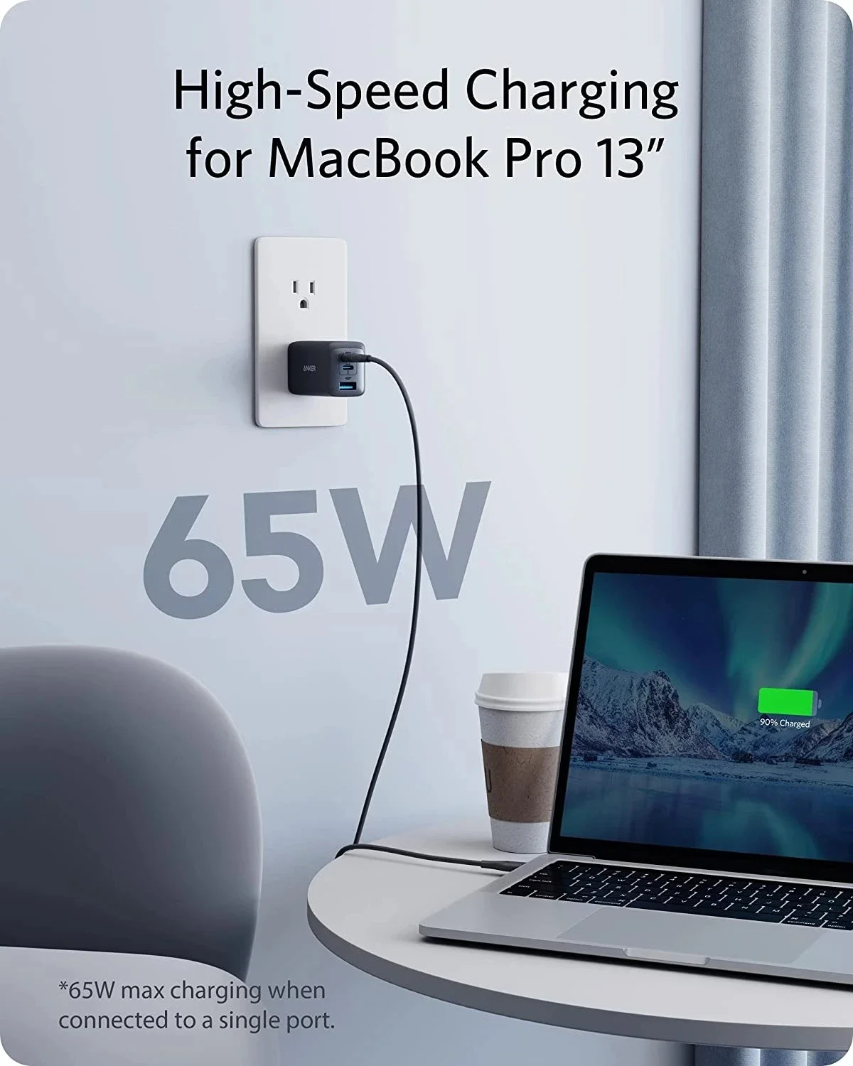 Anker Nano II 65 واط ثلاثة ميناء شاحن 735 USB C غان سريع المدمجة طوي الجدار تهمة ل ماك بوك برو/الهواء باد آيفون 13 Mini