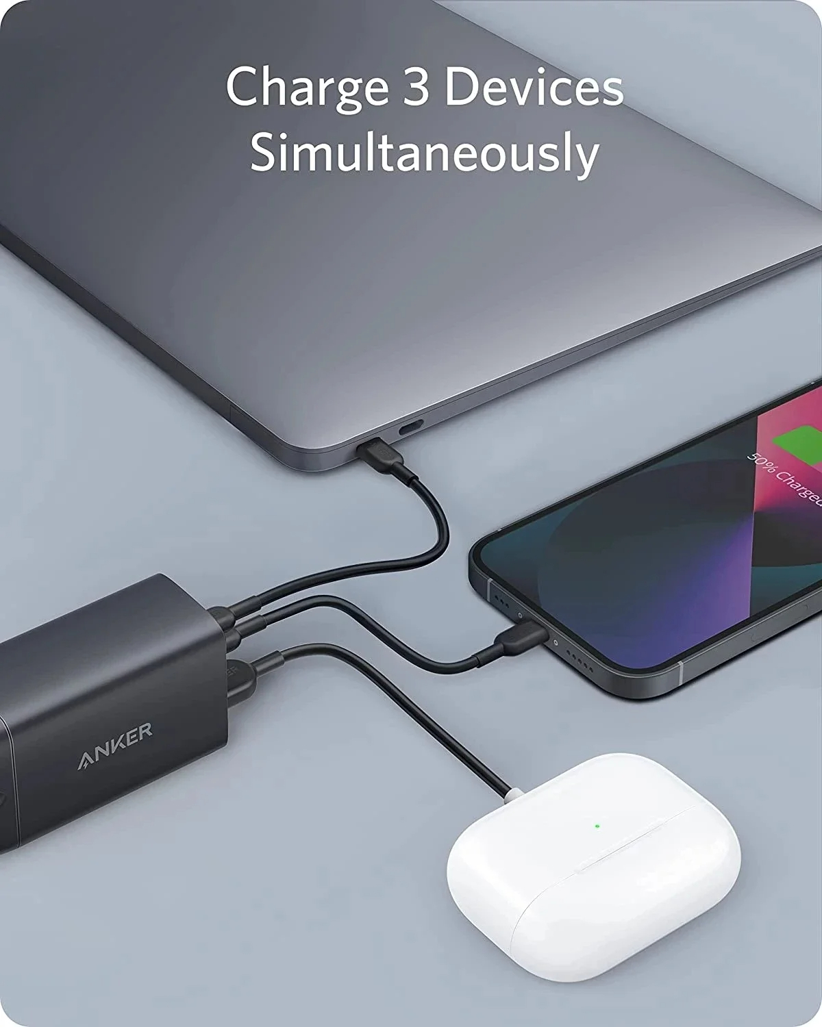 Anker Nano II 65 واط ثلاثة ميناء شاحن 735 USB C غان سريع المدمجة طوي الجدار تهمة ل ماك بوك برو/الهواء باد آيفون 13 Mini