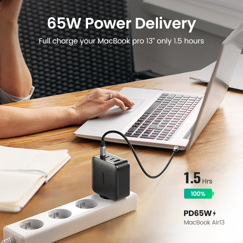 شاحن سريع الشحن من Ugreen بقدرة 65 وات وشحن سريع 4.0 3.0 نوع C PD شاحن USB QC 4.0 3.0 شاحن سريع جداري للكمبيوتر المحمول