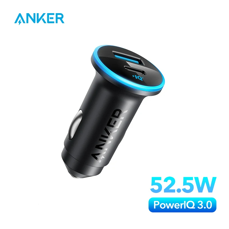 أنكر 52.5 واط USB C مهايئ شاحن سيارة أخف شاحن يو اس بي 323 أنكر شاحن سيارة مع 30 واط PowerIQ 3.0 شحن سريع