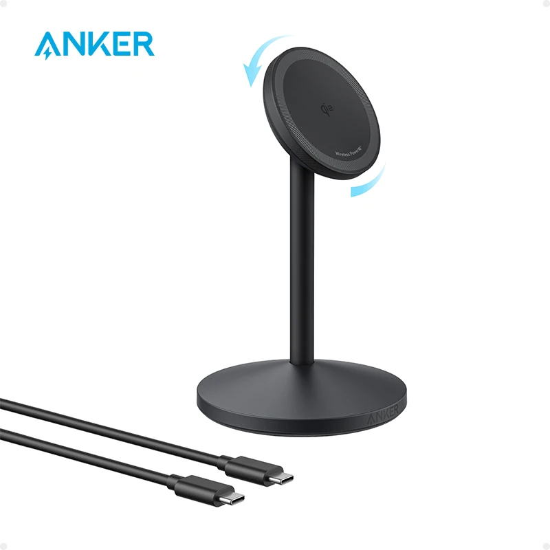 شاحن Anker MagGo اللاسلكي، شاحن MagSafe سريع الشحن بقدرة 15 وات، حامل شاحن لاسلكي متوافق مع كابل USB-C، لاسلكي Qi2